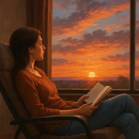 Woman Relaxes in a Lounge Chair