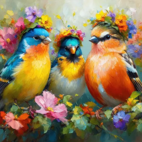 Exotic Birds Dressed as Midsommar Characters