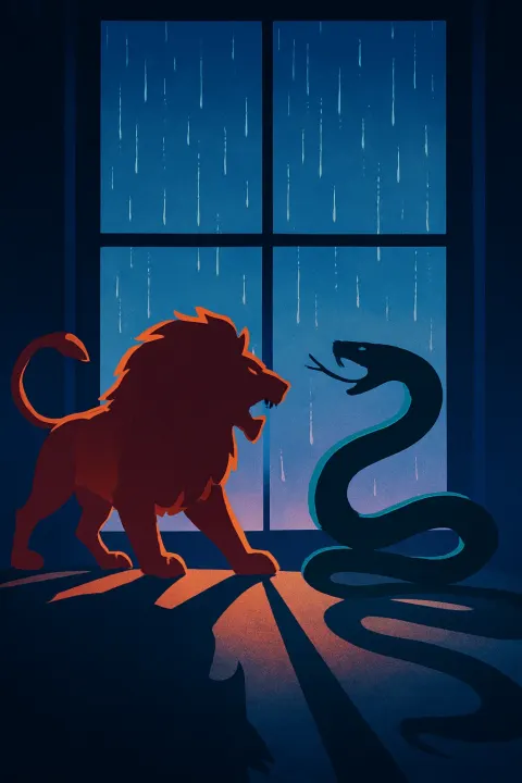 Lion and Thunder Snake of Bold Flat Colors