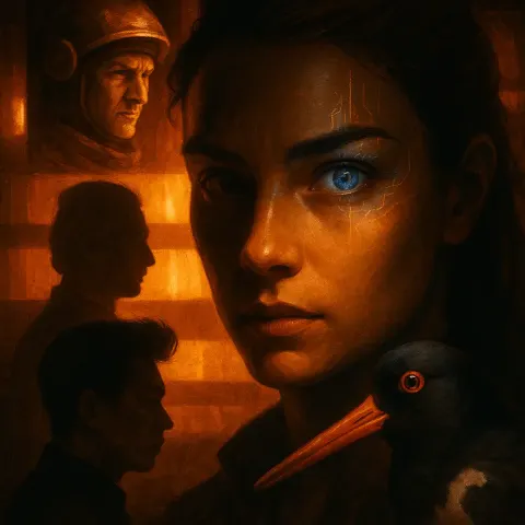 Charismatic Cyberpunk Leader's Mesmerizing Heterochromatic Eyes—one Brilliant Sapphire