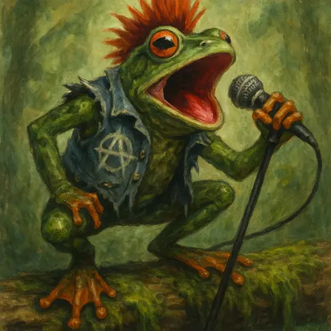 Defiant Frog with a Punk Attitude