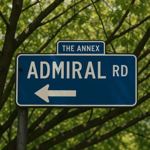 Street Signs for "Admiral Rd" in "The Annex" Neighborhood