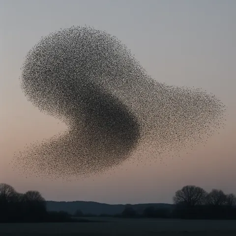 Vast Flock of Starlings Creates