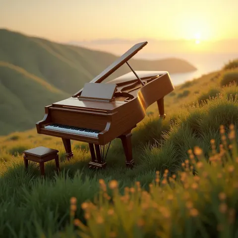 Grand Piano Tumbling Down a Grassy Hill