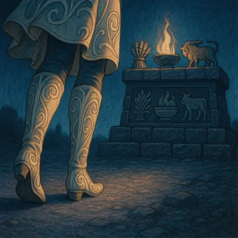 Innocent Warrior's Art Nouveau-styled Silken Boots Approach a Looming