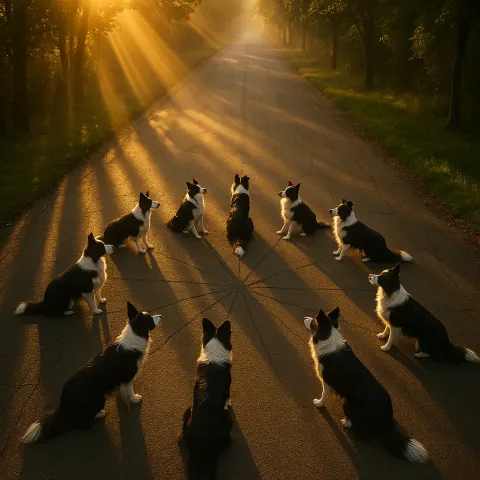 Ten Border Collies