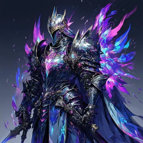 Abyssal Knight in Resplendent Glowing Armor