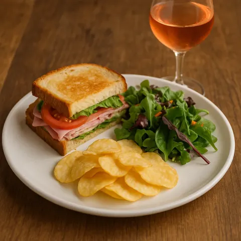Plated Meal Featuring a Sandwich