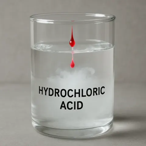 Transparent Glass Filled with Liquid Representing Hydrochloric Acid