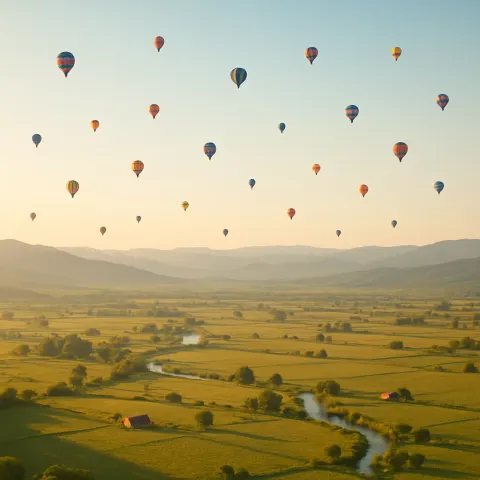 Many Distant Hot Air Balloons