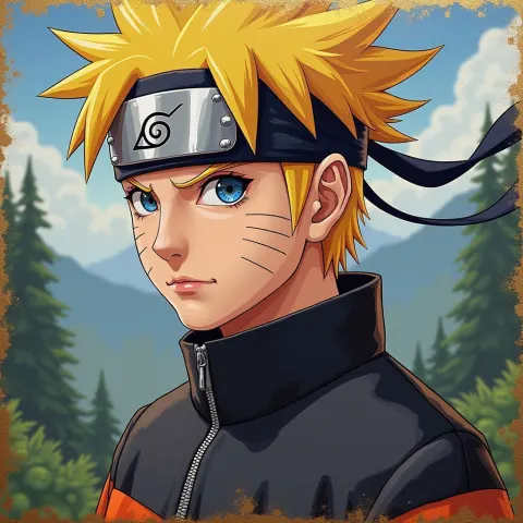 Naruto Uzumaki in Oil and Gold Accents
