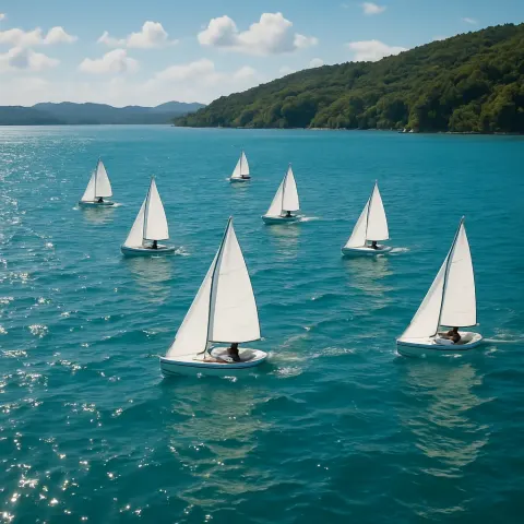 Handful of Tiny Sailboats Race Across a Vast