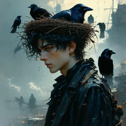 Beauty Boy Crowned With a Crow's Nest