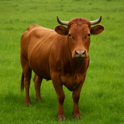 Brown Cow Positioned in a Lush