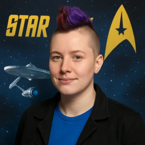 Person with Short Reddish Hair Styled into a Mohawk Featuring