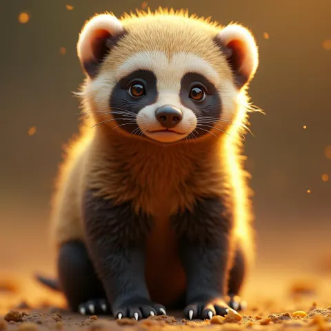 Cute Honey Badger in Lifelike 3D Fur