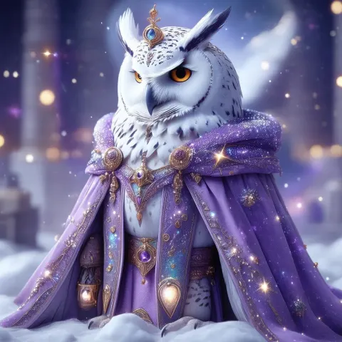 Owl King Robed in Lilac Stars and Galaxies