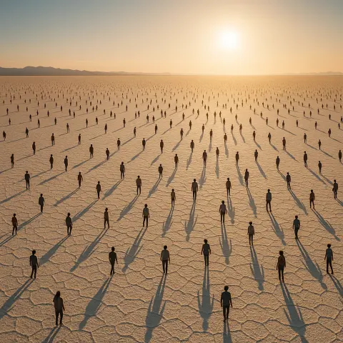 Countless Tiny Figures Are Spread Across a Vast