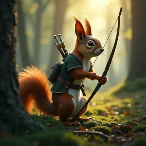 Squirrel Robin Hood in Epic Forest Light