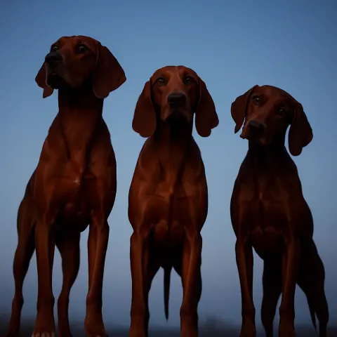 Three Redbones Stand in Rigid Formal Poses