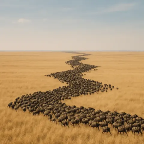 Vast Herd of Wildebeest