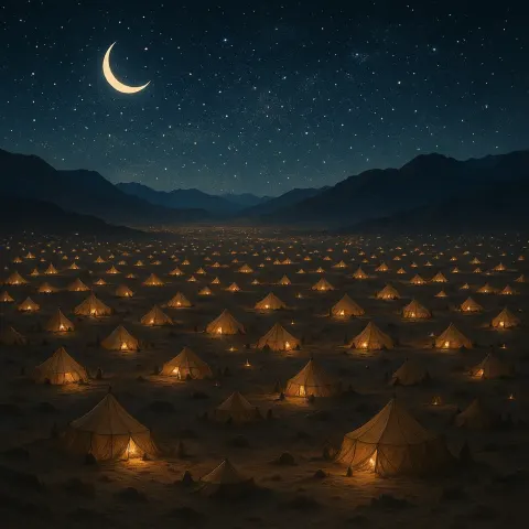 Countless Shimmering Tents of a Nomadic Encampment Spread