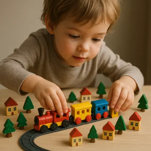 Child Is Creating a Small-scale World