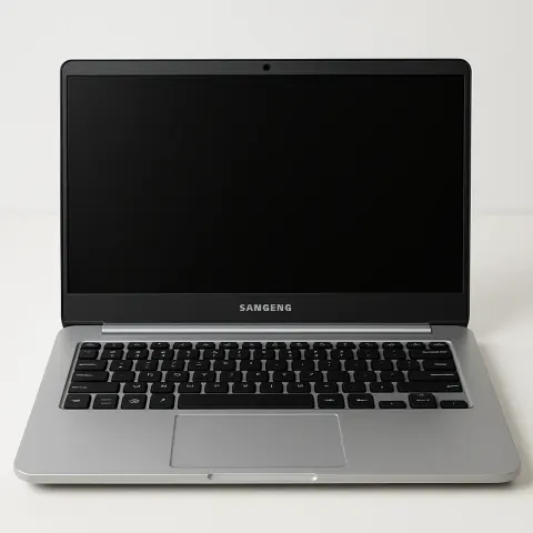 Open Samsung Laptop Featuring a Black Screen