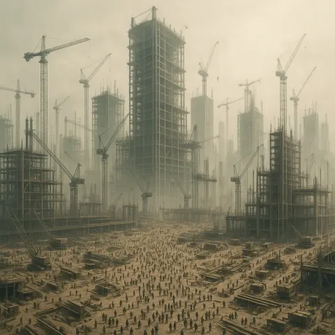 Countless Tiny Figures Swarm Like Ants