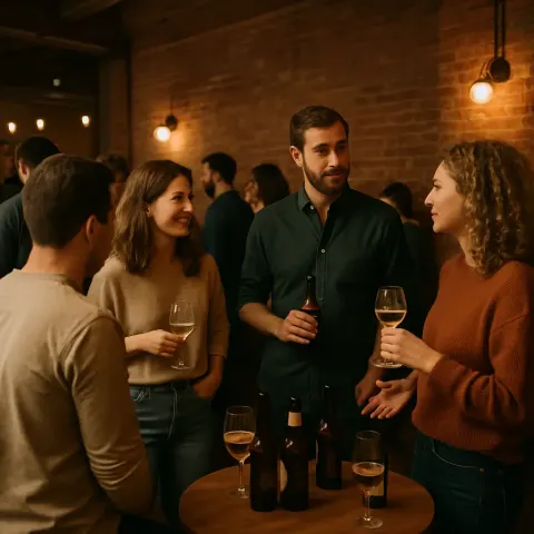 Casual Indoor Gathering with People Standing and Interacting