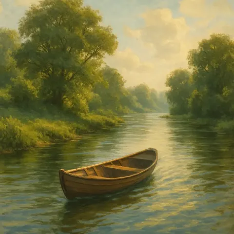 Boat Floats Effortlessly Along the River