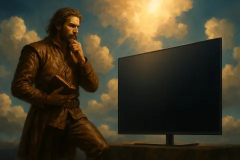 Thinker in Rugged Leather Attire
