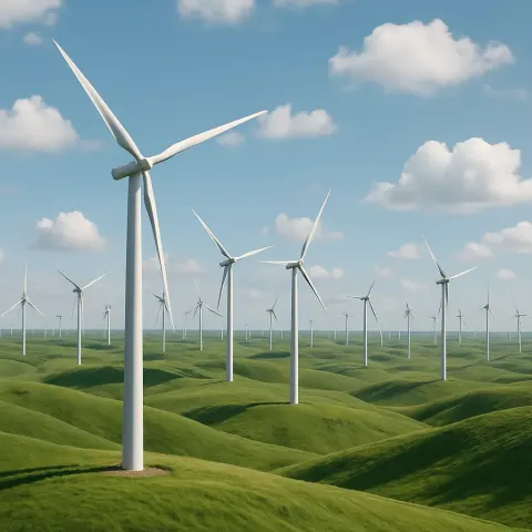Dozens of Massive Wind Turbines Stand Like Silent Sentinels