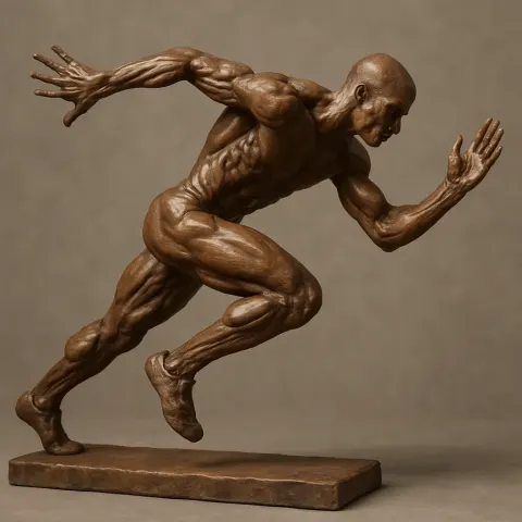 Dynamic Sculpture Depicting an Athlete at the Height