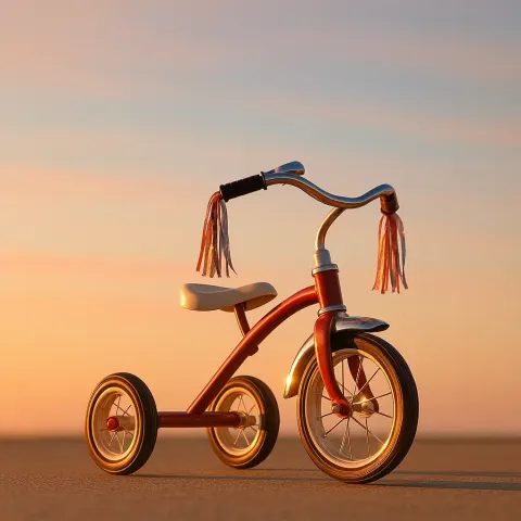 Lone Tricycle with Streamers