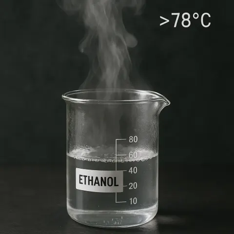 Heated Beaker Containing Ethanol Surpassing Seventy-eight Degrees Celsius