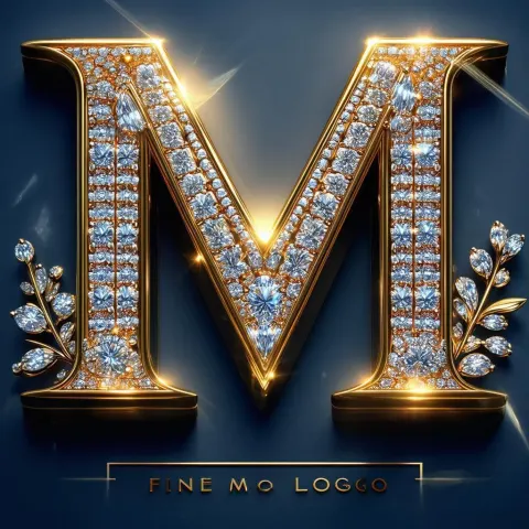 Letter M Jewelry Logo in Gemstone Light