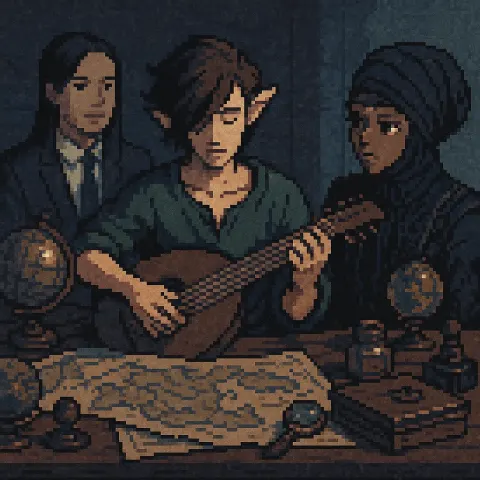 Pixel-art Styled Lover Character from a Timeless Mythical Realm