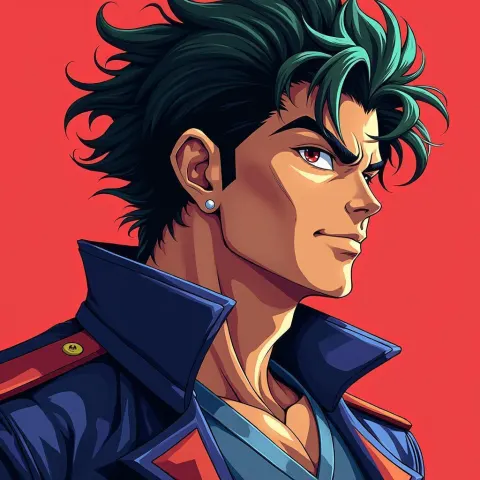 Jotaro Kujo in Bold Dramatic Anime Energy