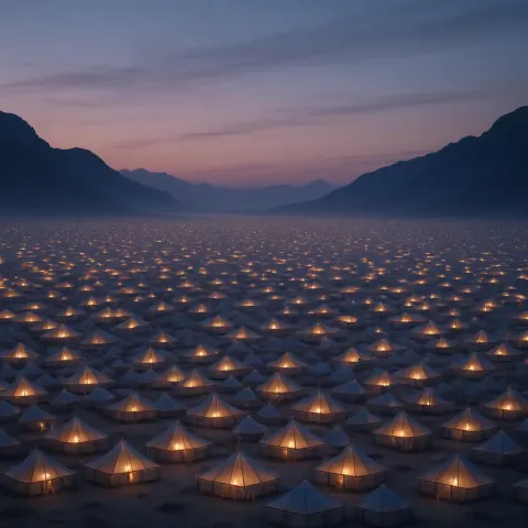 Countless Shimmering Tents Form a Sprawling Temporary City
