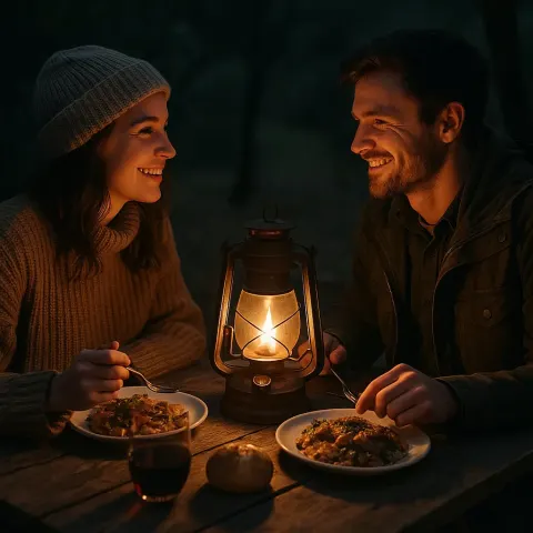 Two People Are Enjoying an Intimate Meal
