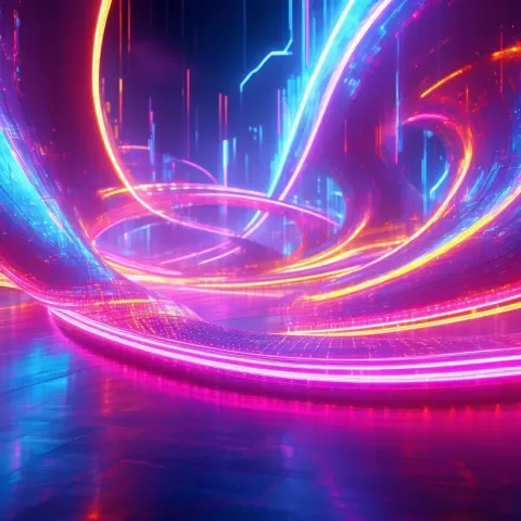 Neon Hyperbolic Torus in a Futuristic Cityscape