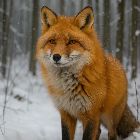Fox in a Wintry Woodland