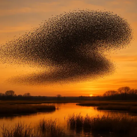 Vast Murmuration of Starlings