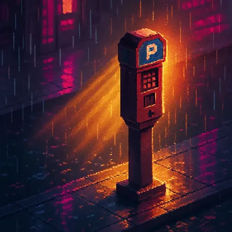 Lone Isometric Pixel Art Parking Meter