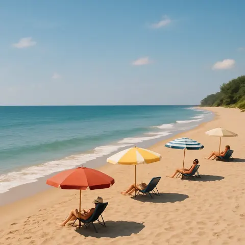 Tranquil Beach with Soft Sand and Calm Waves