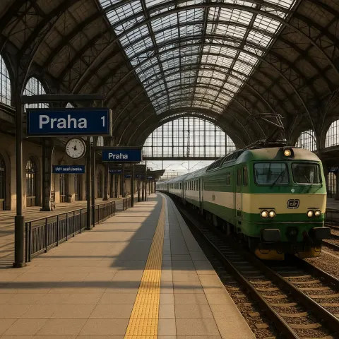 Train Station with an Arched Glass Roof