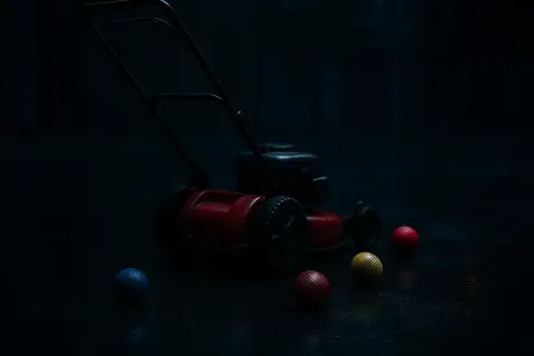 Lawnmower and Scattered Croquet Balls
