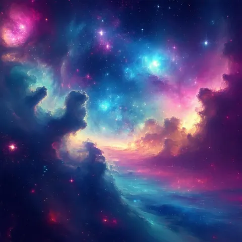 Anime Spacecraft Sailing Through Shimmering Nebulae