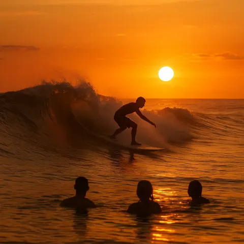 Surfer Is Riding a Wave